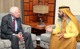 His Highness Sheikh Mohammed bin Rashid Al Maktoum receives Jimmy Carter (Wam)